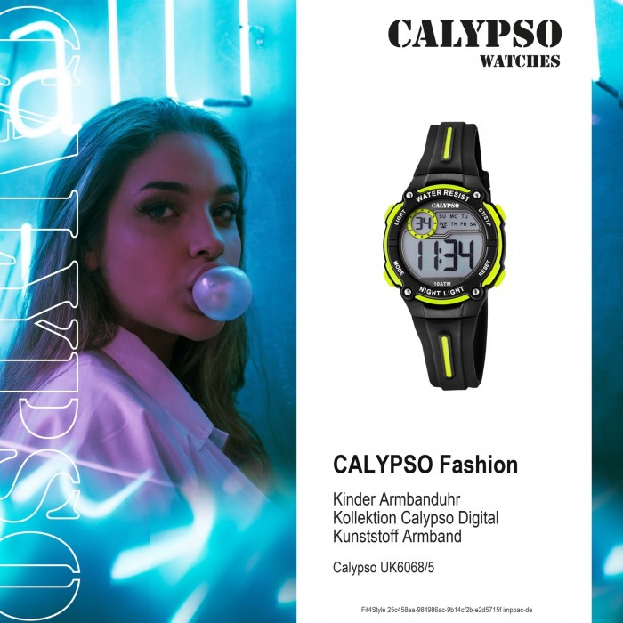 Calypso Kinder Armbanduhr Crush schwarz K6068/5 Digital PU Quarz UK6068/5