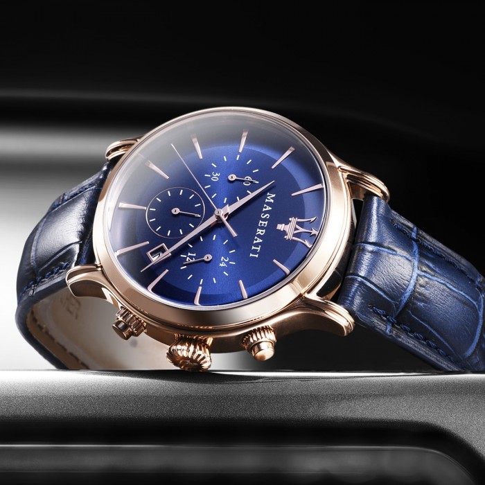 Maserati Herren Armbanduhr Epoca Chrono Leder blau UMAR8871618007 | Automatikuhren