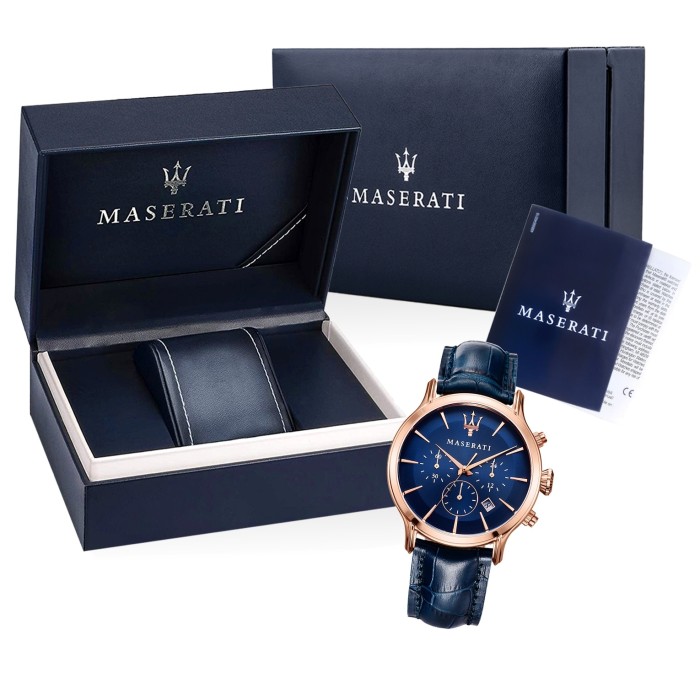 Maserati Herren Armbanduhr Epoca Chrono Leder blau UMAR8871618007