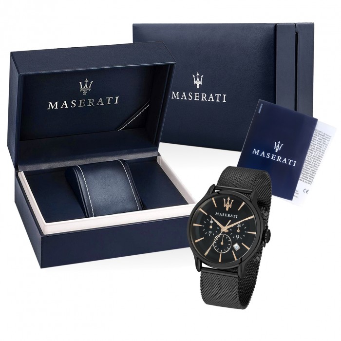 Maserati Herren UMAR8873618006 Edelstahl Armbanduhr schwarz Epoca Chrono
