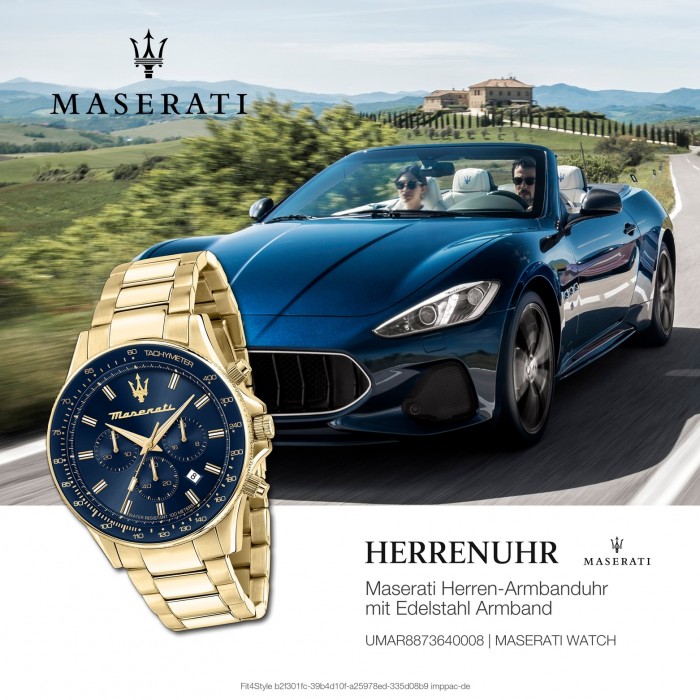 Maserati Herren Armbanduhr SFIDA Chrono Edelstahl gold UMAR8873640008