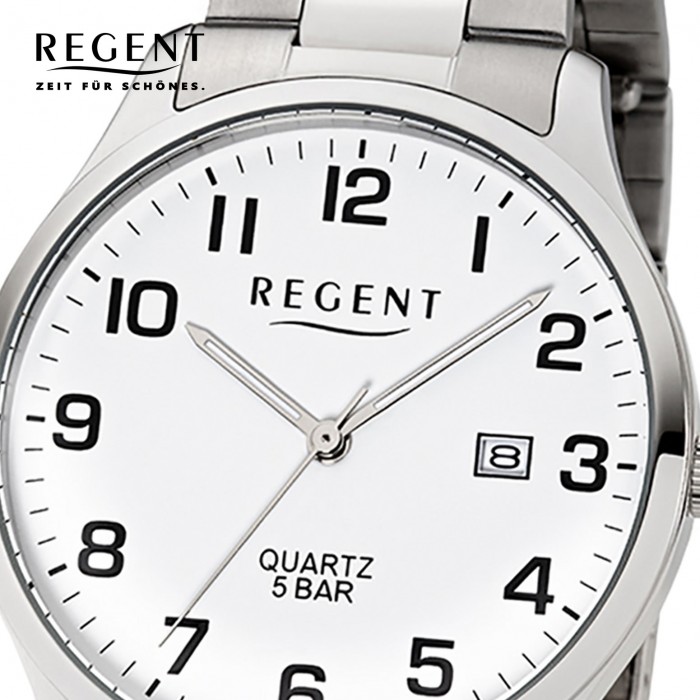 Regent Herren-Armbanduhr F-1178 Quarz-Uhr Edelstahl-Armband silber UR1153403