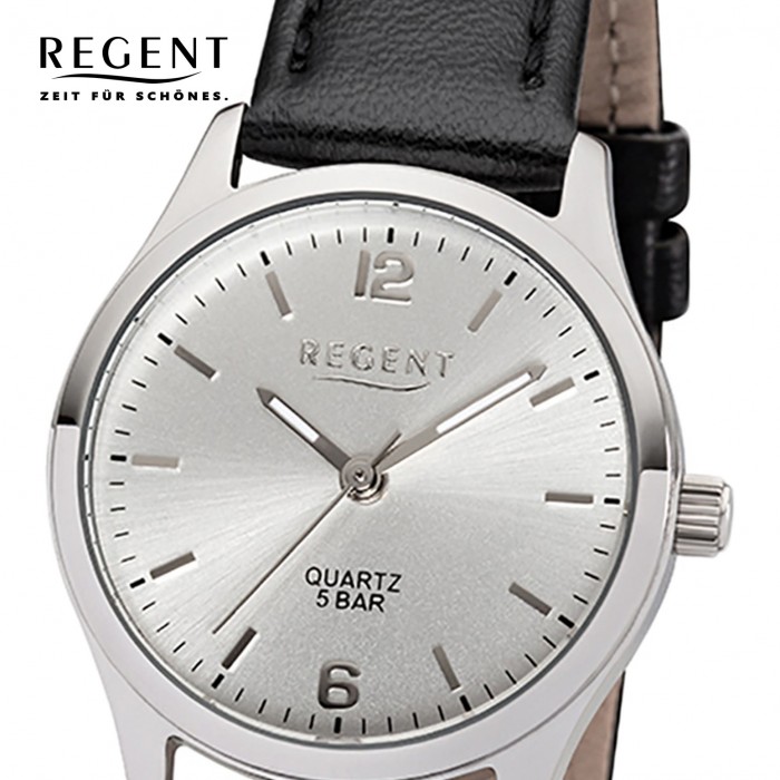 32-2113415 schwarz Damen-Armbanduhr UR2113415 Regent Quarz-Uhr Leder-Armband