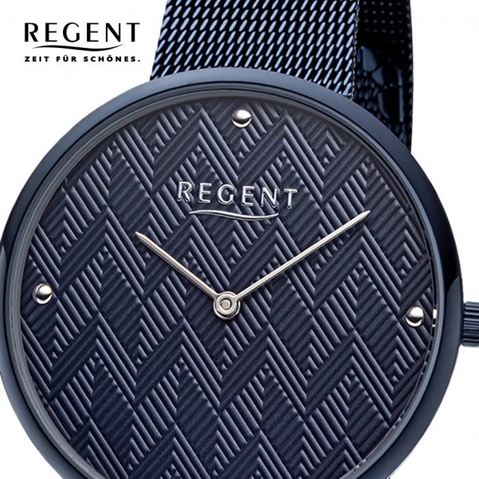 Regent Damen Armbanduhr Analog BA-569 Quarz-Uhr Edelstahl blau URBA569
