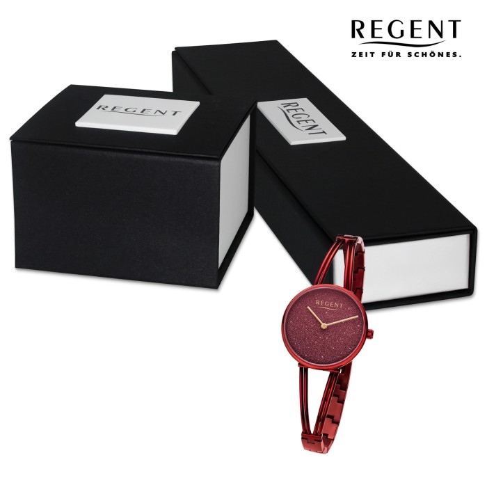 Regent Damen Armbanduhr Analog Metallarmband rot URBA683