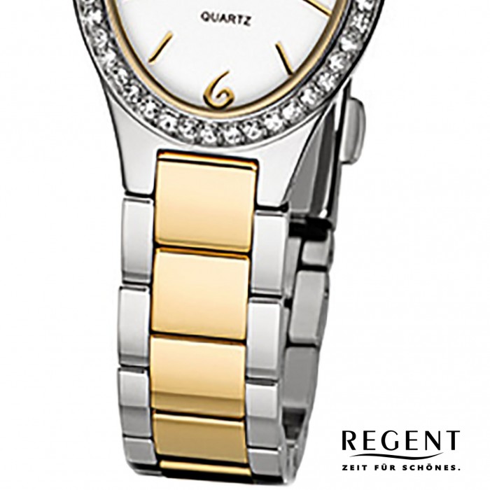 Regent Damen-Armbanduhr 32-F-1066 Quarz-Uhr gold Edelstahl-Armband URF1066 silber URF106
