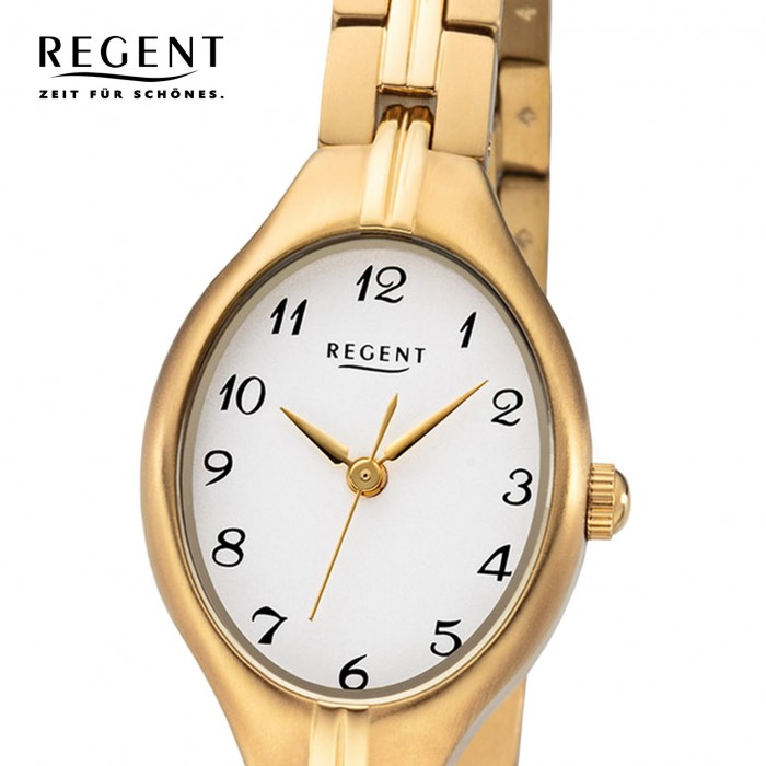 gold Quarz-Uhr Regent Titan F-1163 Armbanduhr URF1163 Analog Damen