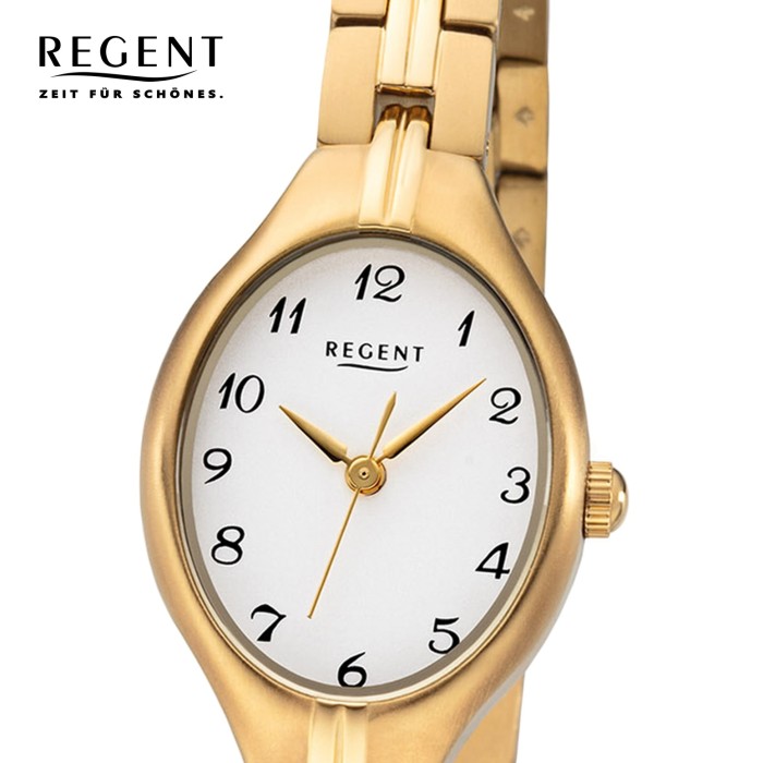 Regent Damen Armbanduhr Analog F-1163 Quarz-Uhr Titan gold URF1163