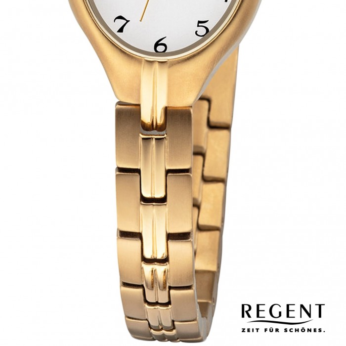 Regent Damen Armbanduhr Analog F-1163 Quarz-Uhr Titan gold URF1163