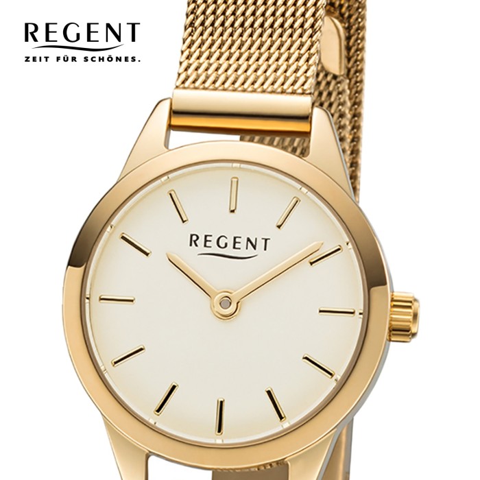 Regent Damen Armbanduhr Analog F-1166 Quarz-Uhr Metall gold URF1166