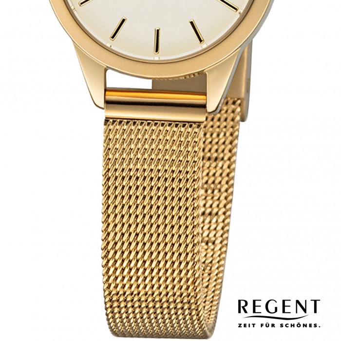 Regent Damen Armbanduhr Analog F-1166 Quarz-Uhr Metall gold URF1166