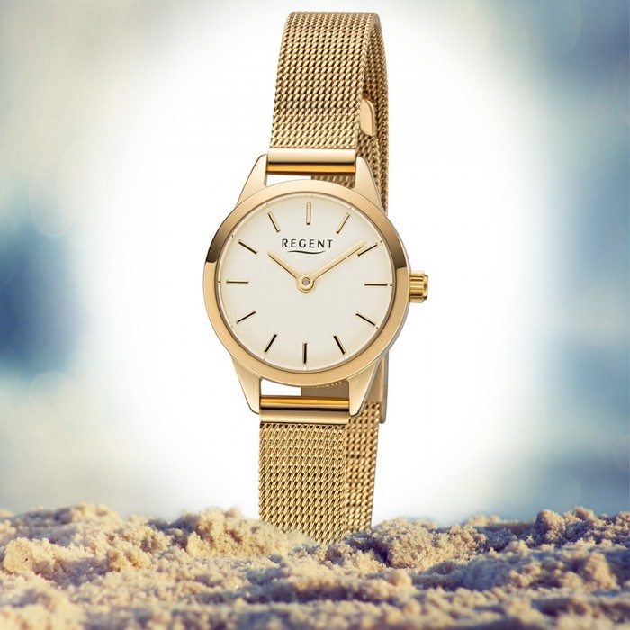 Regent Damen Armbanduhr Analog F-1166 Quarz-Uhr Metall gold URF1166 | Quarzuhren