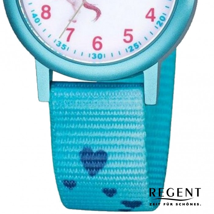 Regent Kinder Armbanduhr Analog F-1208 Quarz-Uhr Textil blau URF1208