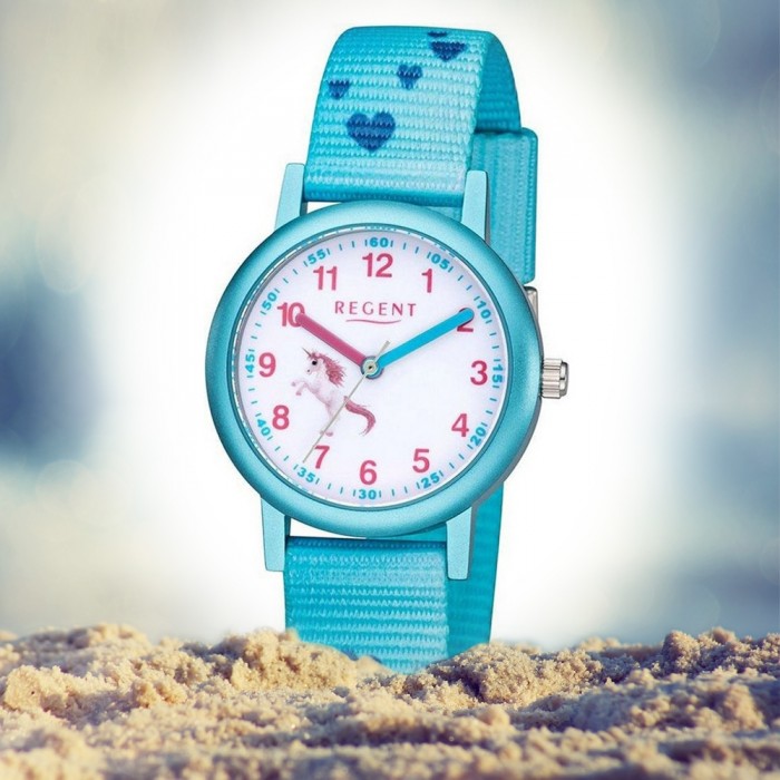 URF1208 Regent Armbanduhr Quarz-Uhr blau Analog Kinder Textil F-1208