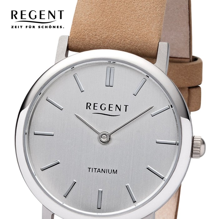 Regent Damen Armbanduhr Analog F-1223 Quarz-Uhr Leder braun URF1223