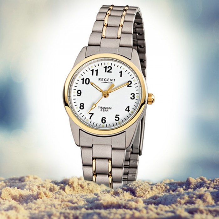- URF428 Titan Damen-Armbanduhr Regent - Uhr Quarz Damenuhren gold silber