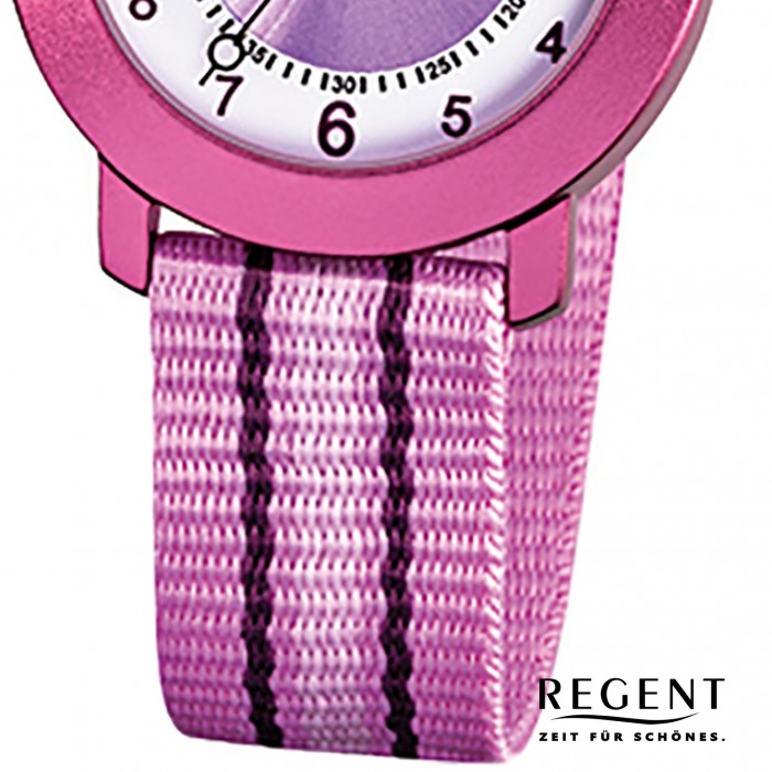 Regent Armbanduhr Kinder Quarz Aluminium Textil rosa Mädchen Uhr URF725