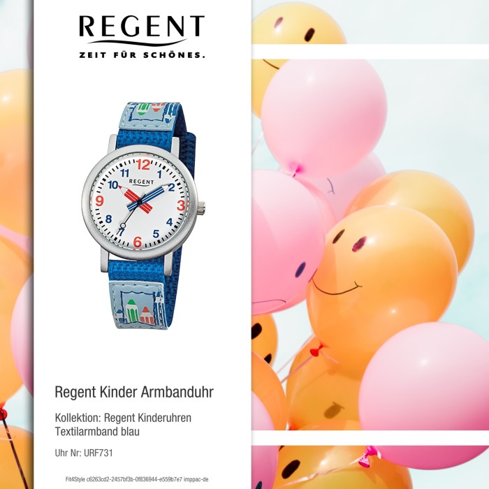 Regent Armbanduhr Kinder Aluminium Uhr URF731 Jungen Stifte Textil blau Quarz