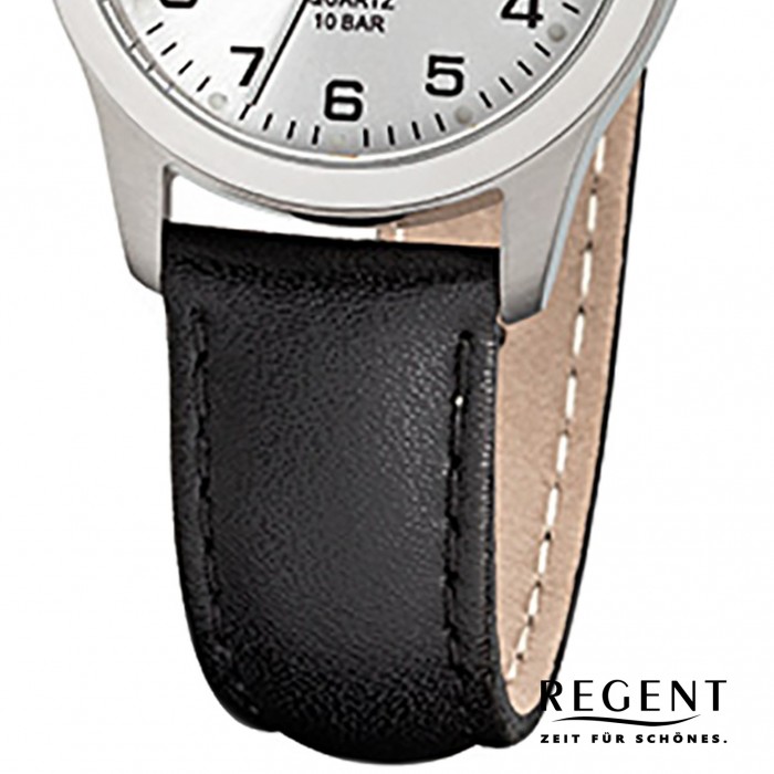 Regent Damen-Armbanduhr Titan-Uhr Quarz Leder schwarz Leuchtzeiger Uhr  URF899 | Quarzuhren