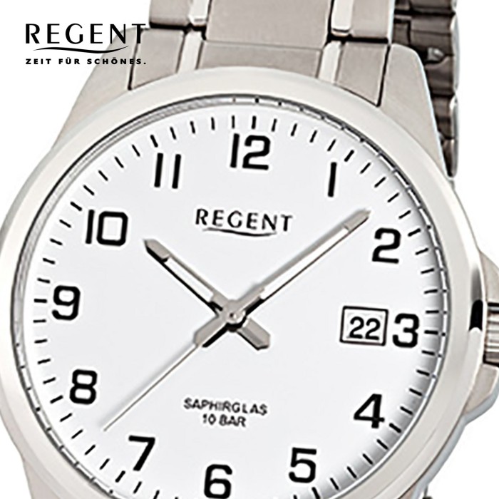 Regent Herren-Armbanduhr F-925 Quarz-Uhr Titan-Armband silber URF925