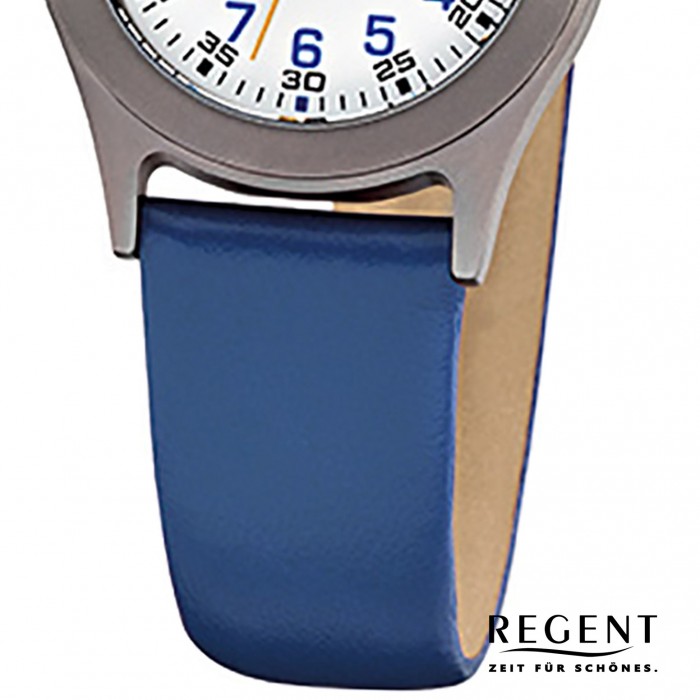 Leder blau - - URF947 Kinderuhren Quarz Kinder-Armbanduhr Regent
