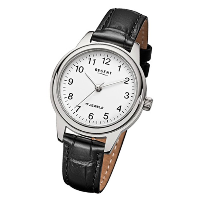 Regent Damen-Armbanduhr Uhrwerk Handaufzug schwarz URF957 mechanisches Leder URF1393 Uhr