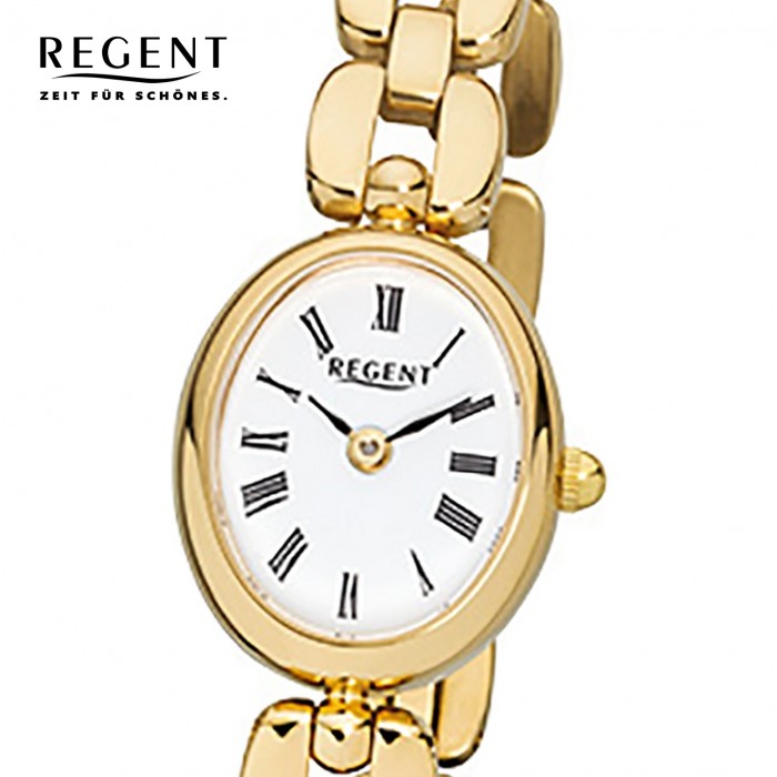 Regent Damen-Armbanduhr F-1407 Quarz-Uhr Mini URF969 Stahl-Armband gold