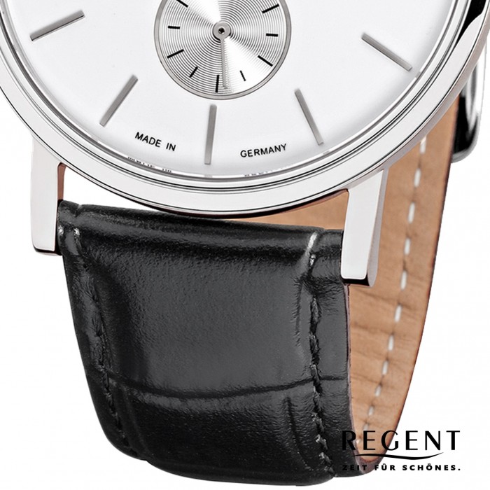 Offizieller Vertreter Regent Herren-Armbanduhr schwarz Quarz-Uhr URGM1451 Uhr Leder-Armband