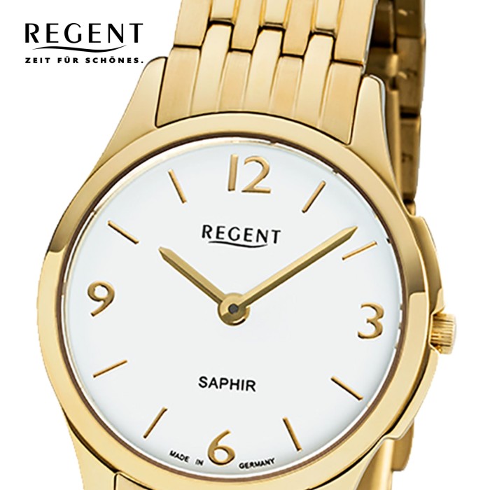 Regent Damen Armbanduhr Analog GM-1619 Quarz-Uhr Metall gold URGM1619