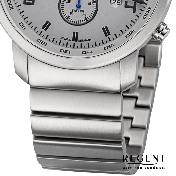 Regent Herren Armbanduhr Analog GM-2111 Quarz-Uhr Metallband silber URGM2111