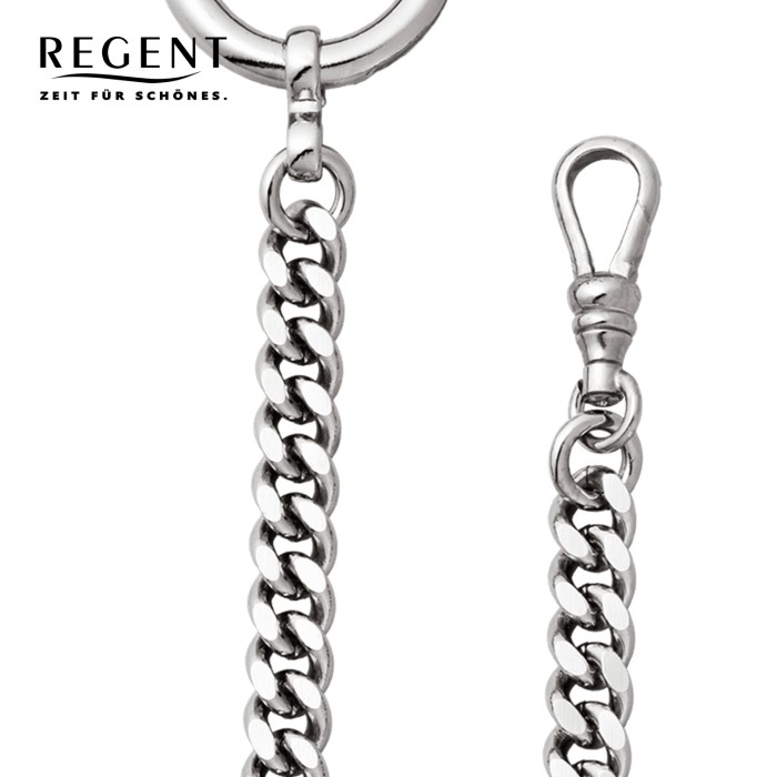 Regent Damen Herren 6mm Taschenuhr silber URP043 Flachpanzer Kette