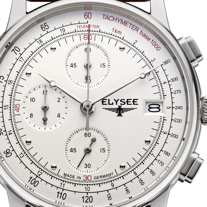 Elysee Herren Armbanduhr Heritage 11010 Chronograph Leder braun UYS11010