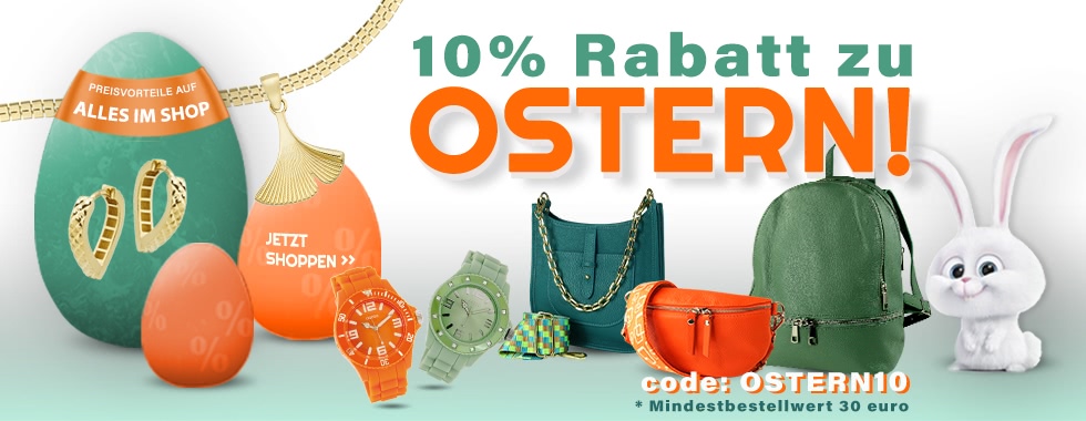 10% Rabatt auf Schmuck, Uhren und Taschen mit dem Code: OSTERN10