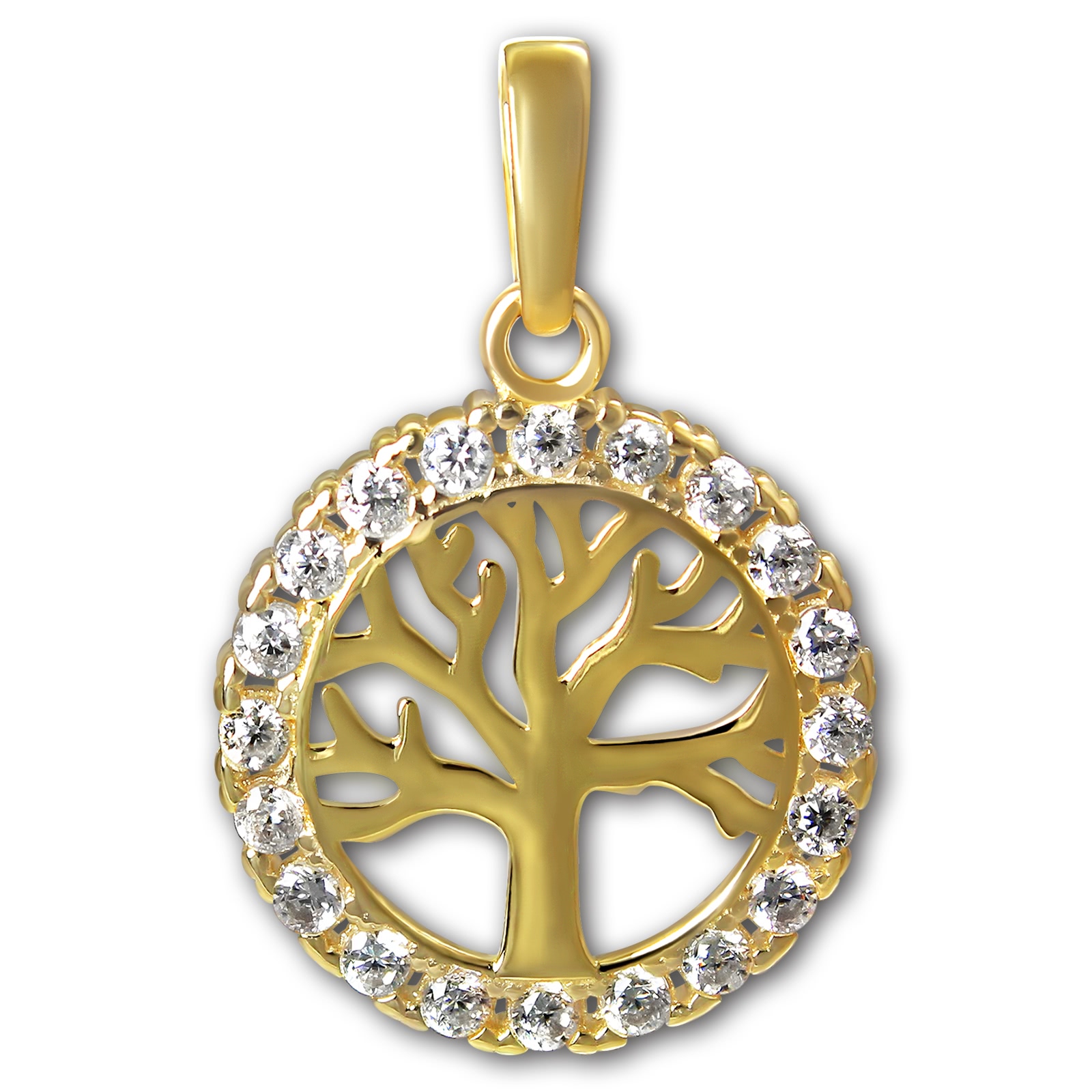 GoldDream Kettenanhänger Lebensbaum Zirkonia 333 Gold Damen Echtschmuck GDH522WY