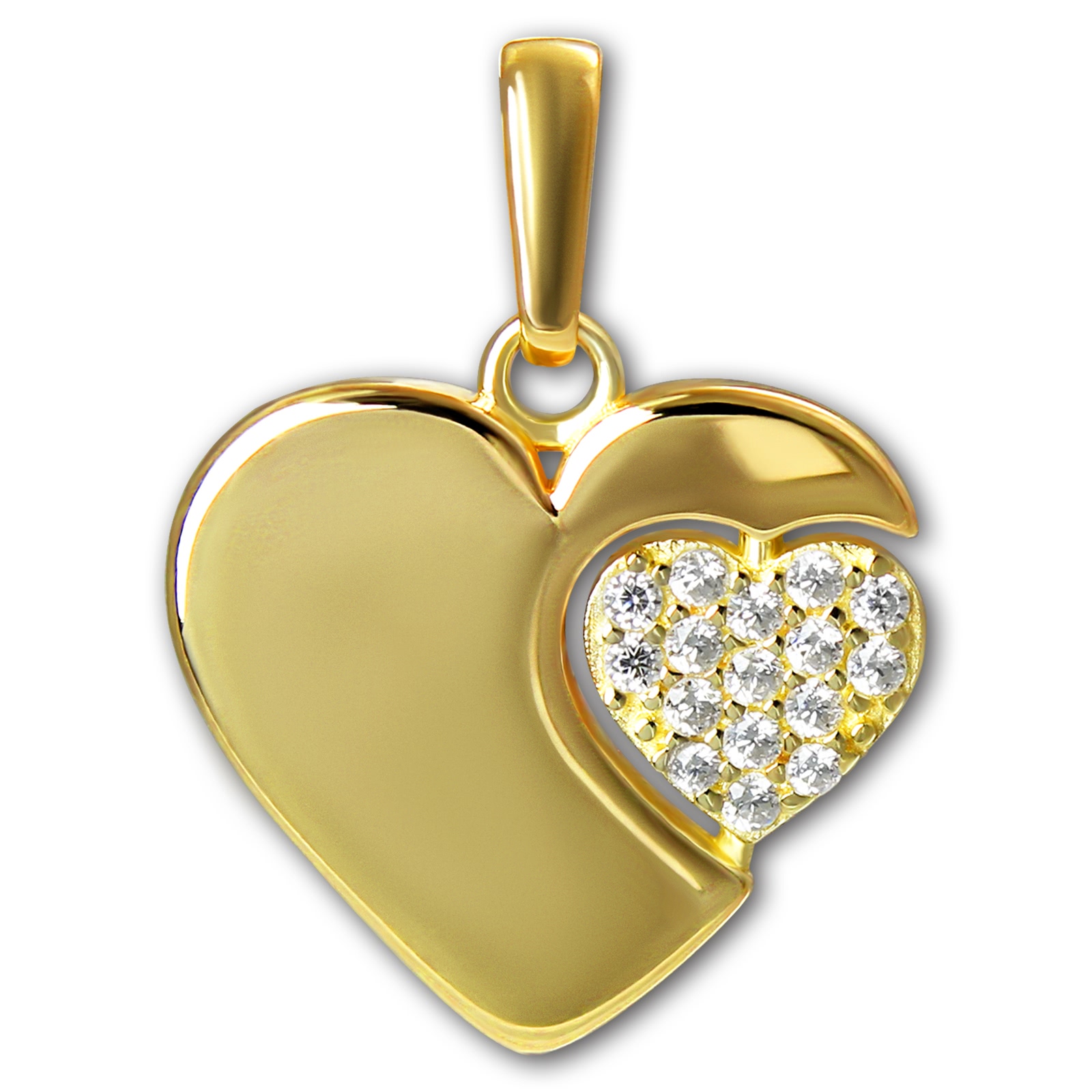 GoldDream Kettenanhänger Doppelherz Zirkonia 333 Gold Damen Echtschmuck GDH523WY