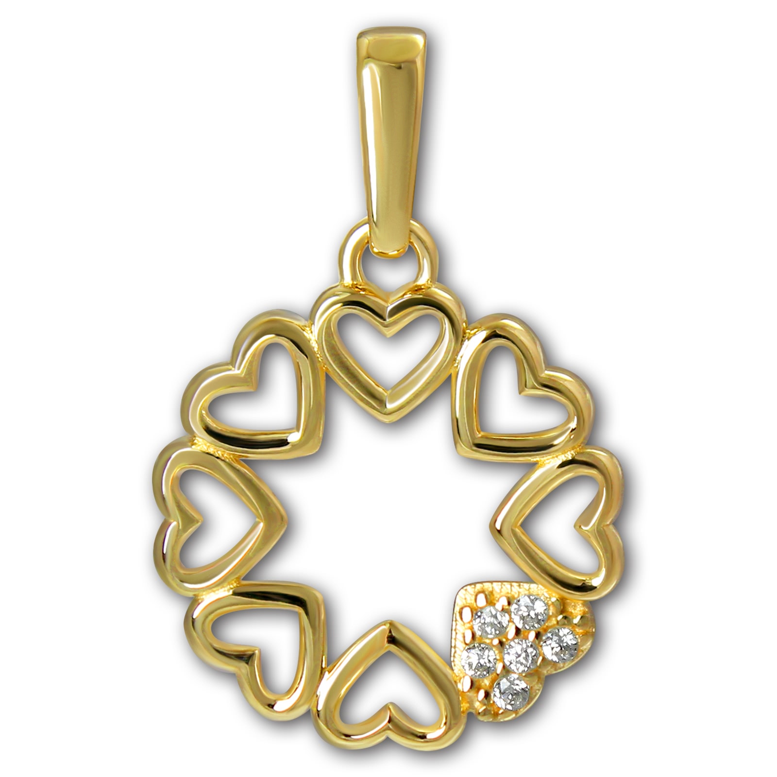 GoldDream Kettenanhänger Herzen Zirkonia 333 Gold Damen Echtschmuck GDH524WY