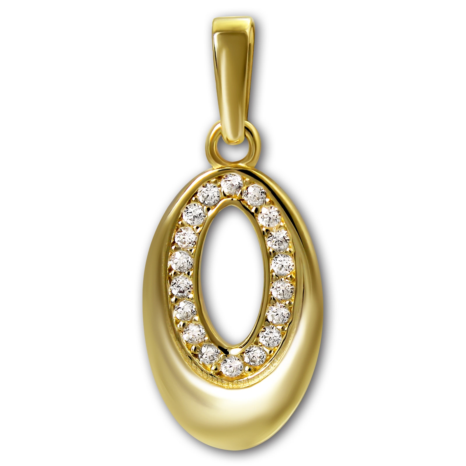 GoldDream Kettenanhänger Oval Zirkonia weiß 333 Gold Damen Echtschmuck GDH525WY