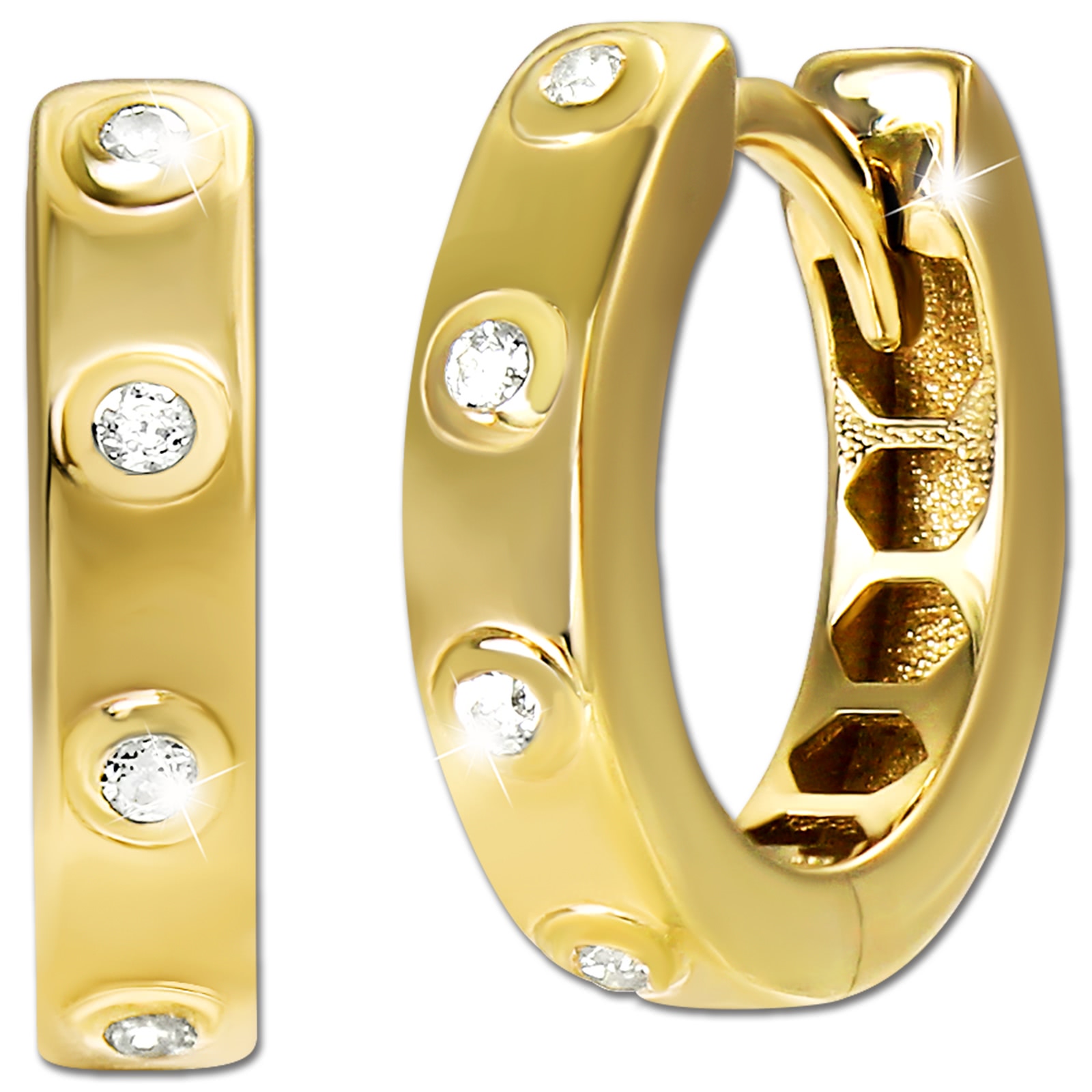 GoldDream Creole Dots Zirkonia 12mm Ohrring 333er Gelbgold Echtschmuck GDO5719Y