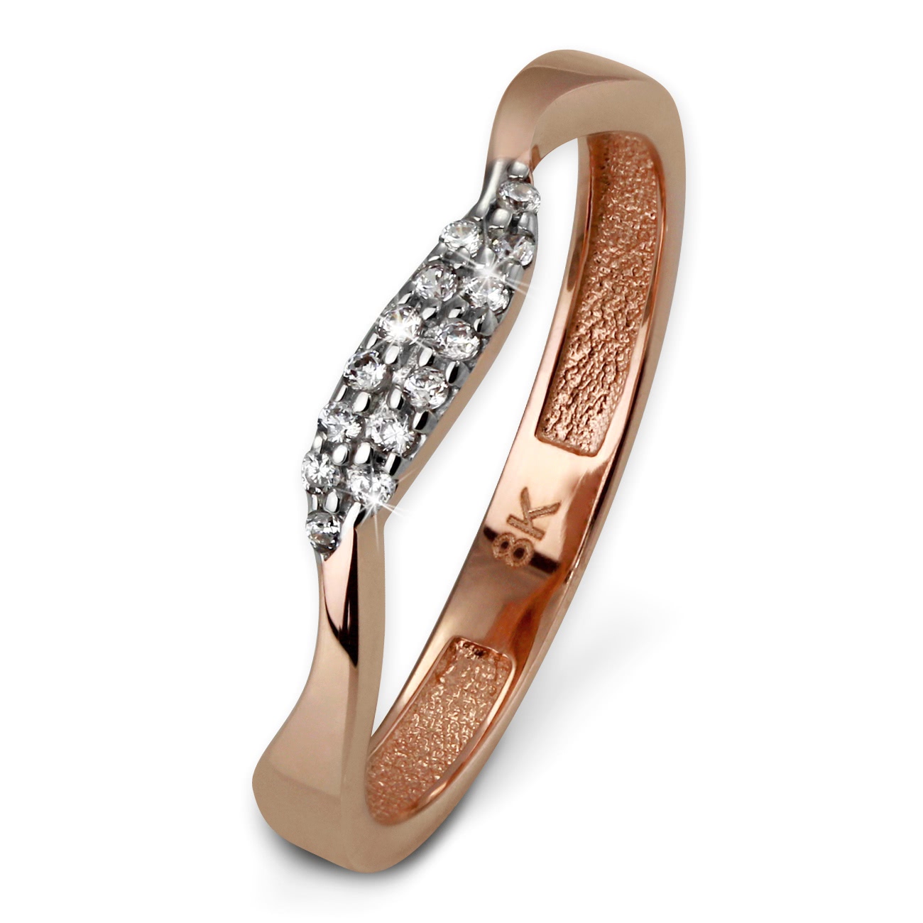 GoldDream Gold Ring Welle Zirkonia weiß Gr.54-60 333er Rosegold GDR501EX