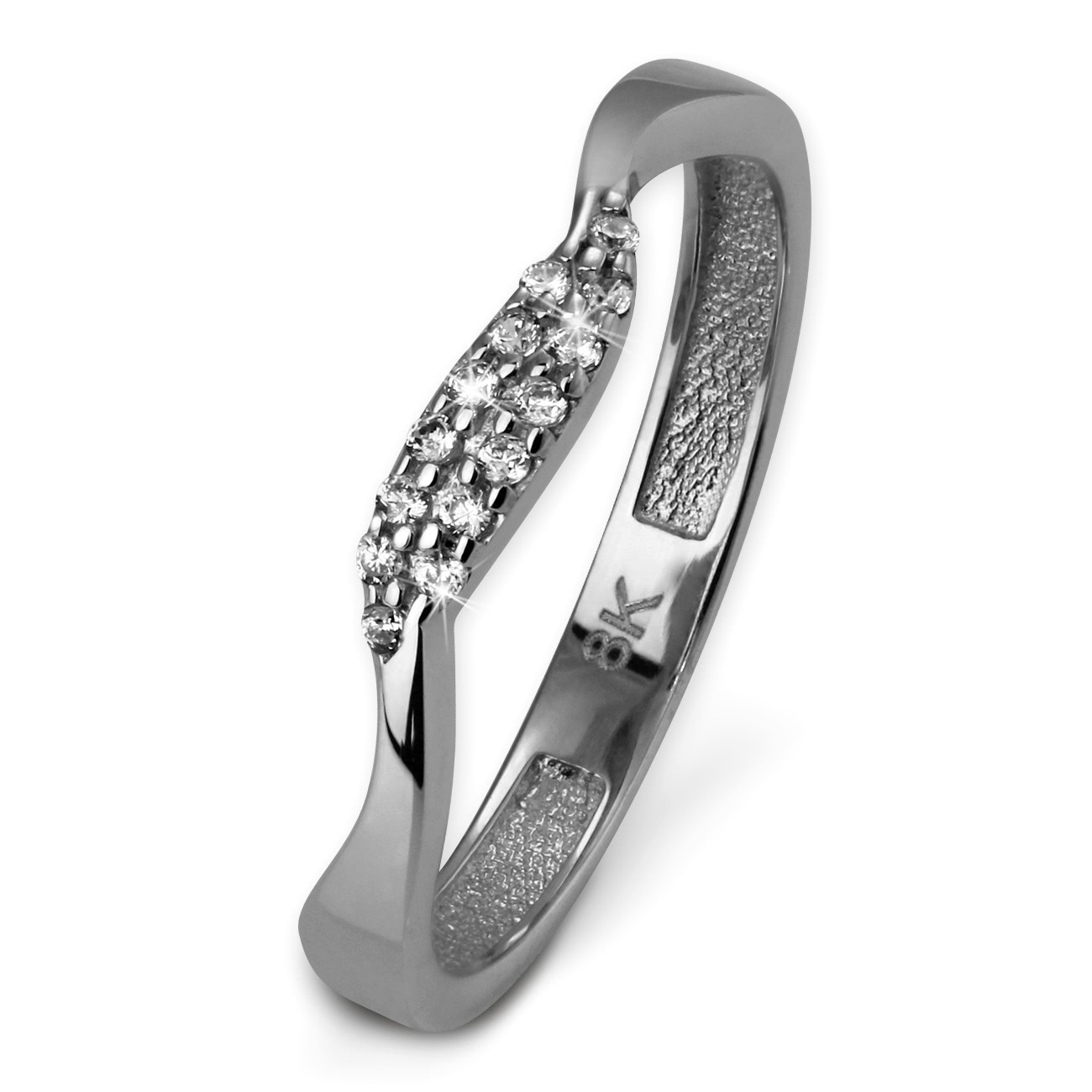 GoldDream Gold Ring Welle Zirkonia weiß Gr.54-60 333er Weißgold GDR501JX