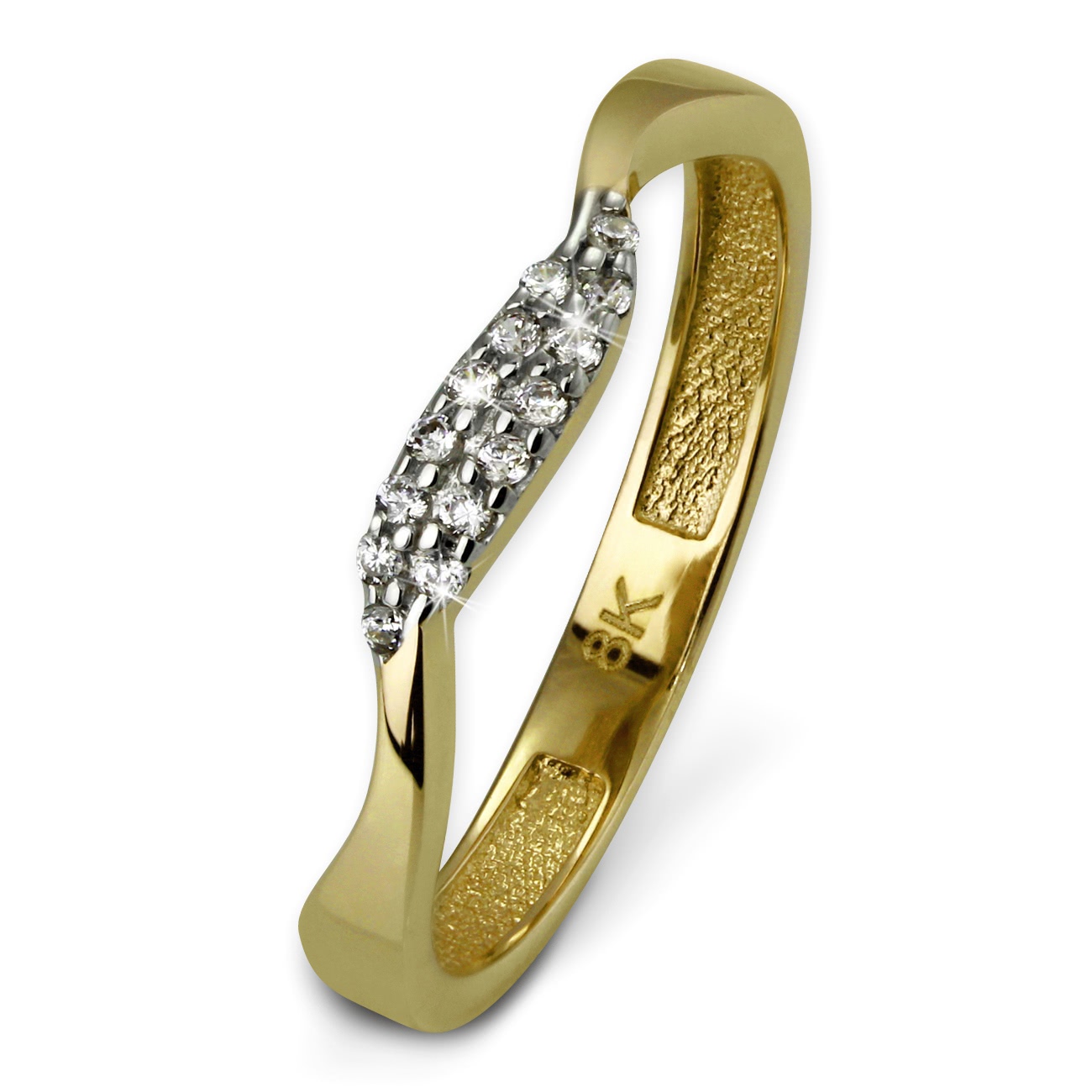 GoldDream Gold Ring Welle Zirkonia weiß Gr.54-60 333er Gelbgold GDR501YX