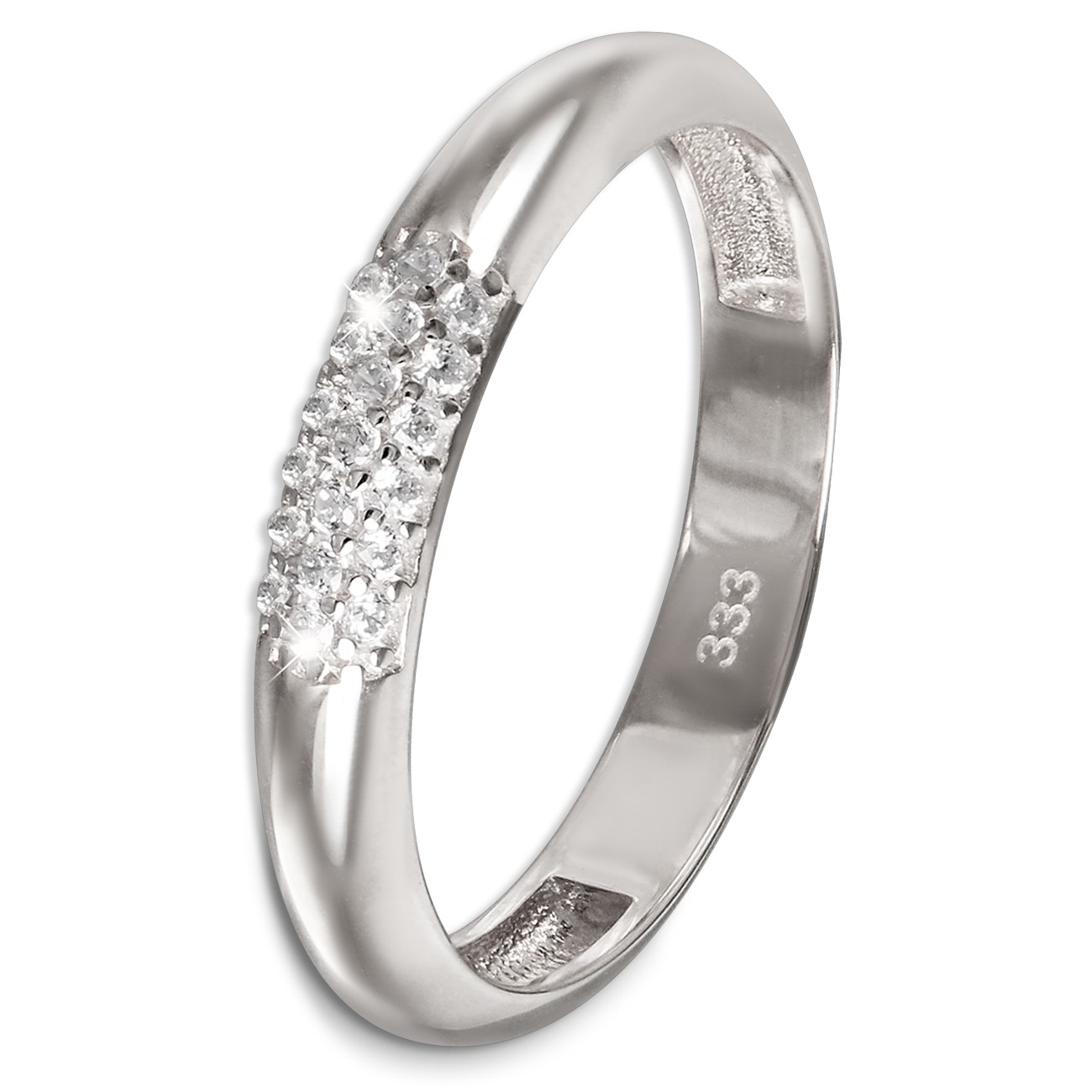 GoldDream Gold Ring 3-reihig Zirkonia Gr.56 333er Weißgold GDR559J56