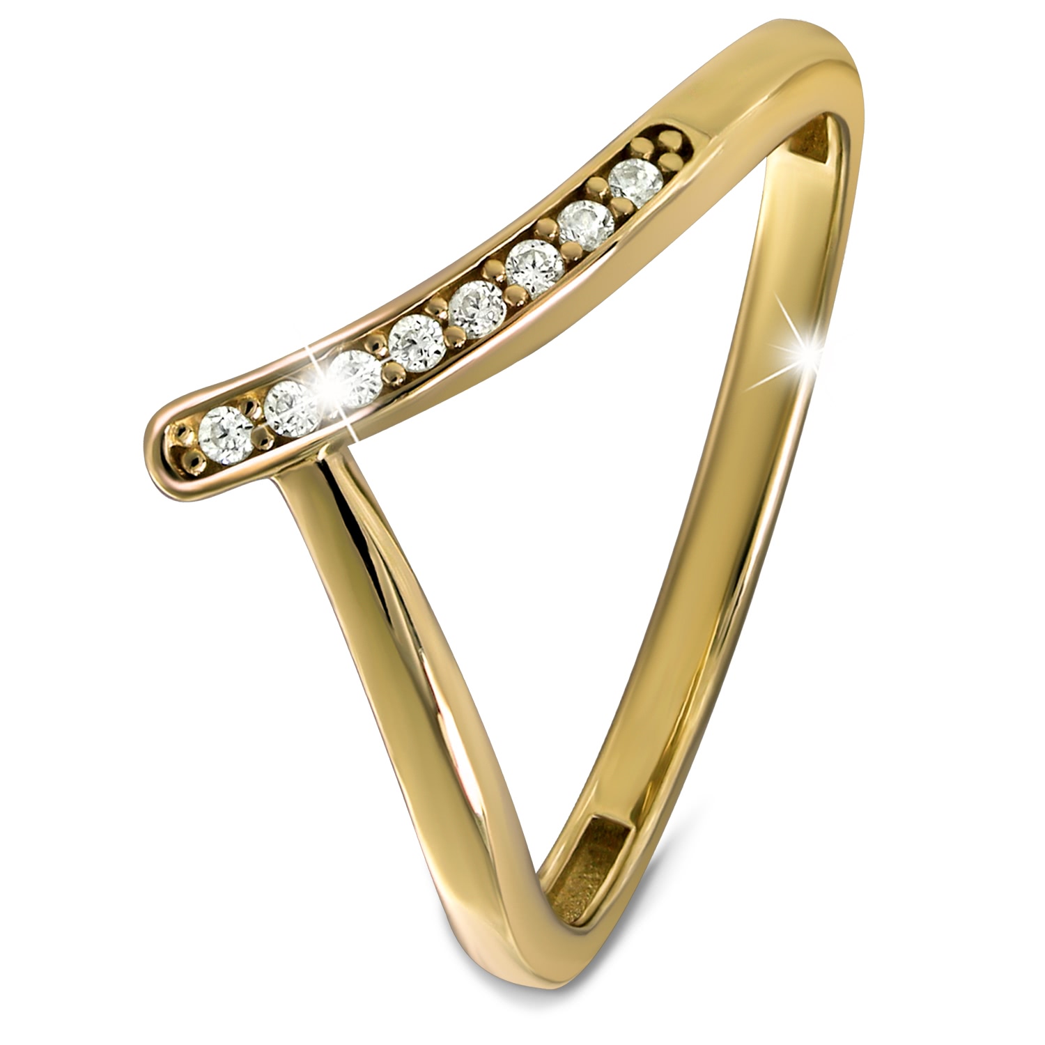 GoldDream Gold V Ring Gr.60 333er Zirkonia Gelbgold Damen GDR565Y60