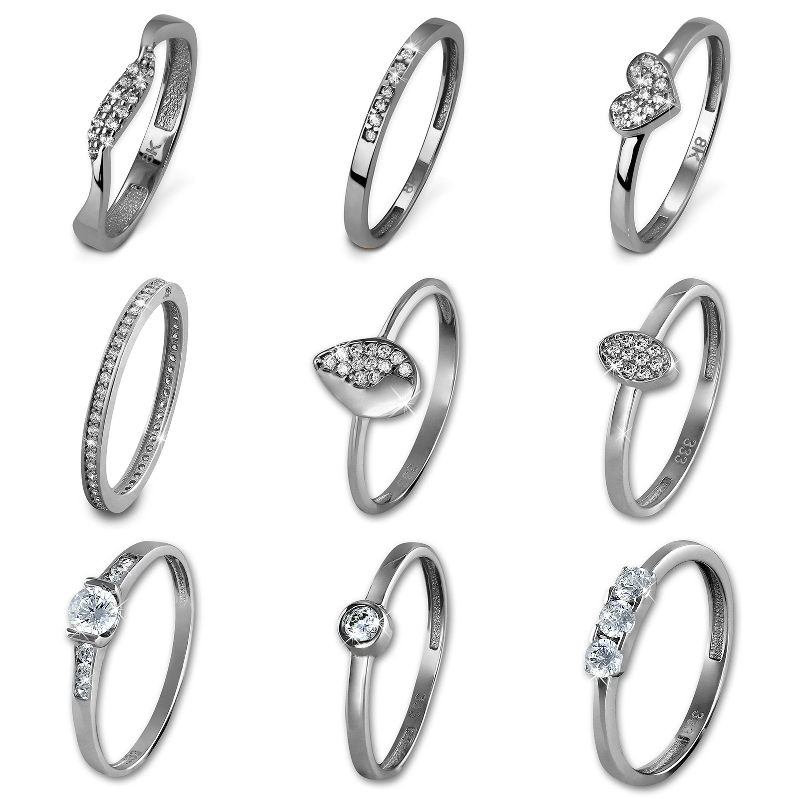 GoldDream Ringe Gr.56 ECHT 333er Weißgold 8 Karat Designauswahl GDR599J56X