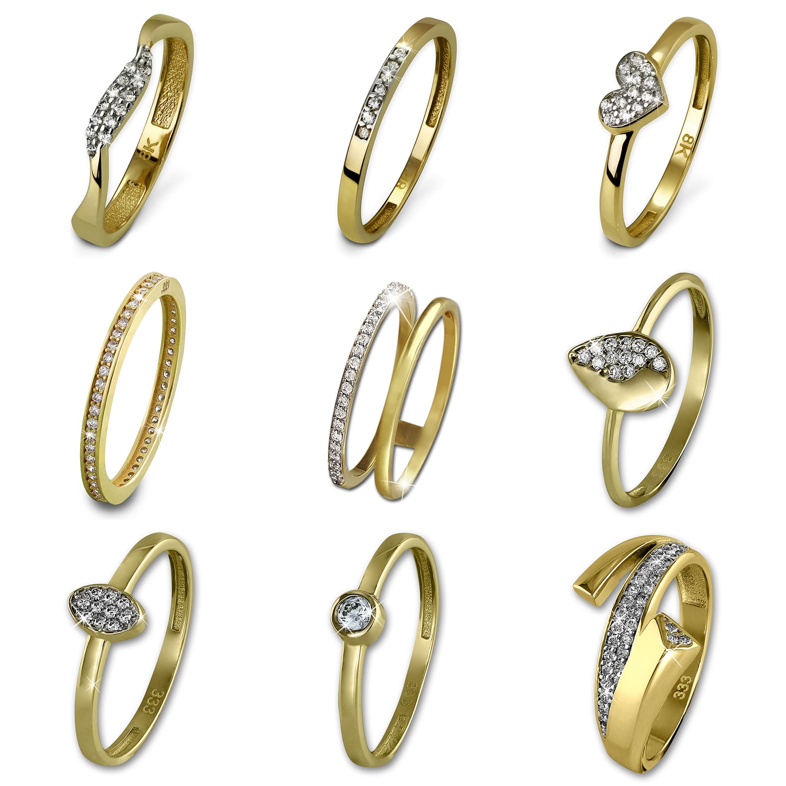 GoldDream Ringe Gr.56 ECHT 333er Gelbgold 8 Karat Designauswahl GDR599Y56X