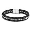 LOTUS Style Armband Herren LS1810-2/3 Leder silber schwarz JLS1810-2-3