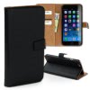 Handyhlle iPhone 6+ 6S+ schwarz Kartenfcher Kunstleder DrachenLeder OME103S