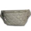 Glxklee gesteppte Kunstleder Grteltasche mit Ziernhten Damen grau OTD5022K