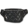 Glxklee gesteppte Kunstleder Grteltasche mit Ziernhten Damen schwarz OTD5022S