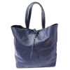 Florence ital. Shopper Echtleder Damen  Business blau OTF112M